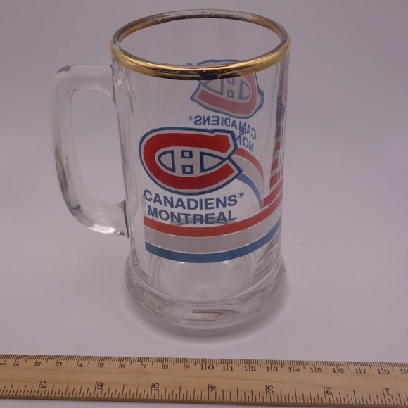 Canadiens Montreal Beer Glass with Handle and Gold Rim - Picture 5 of 12